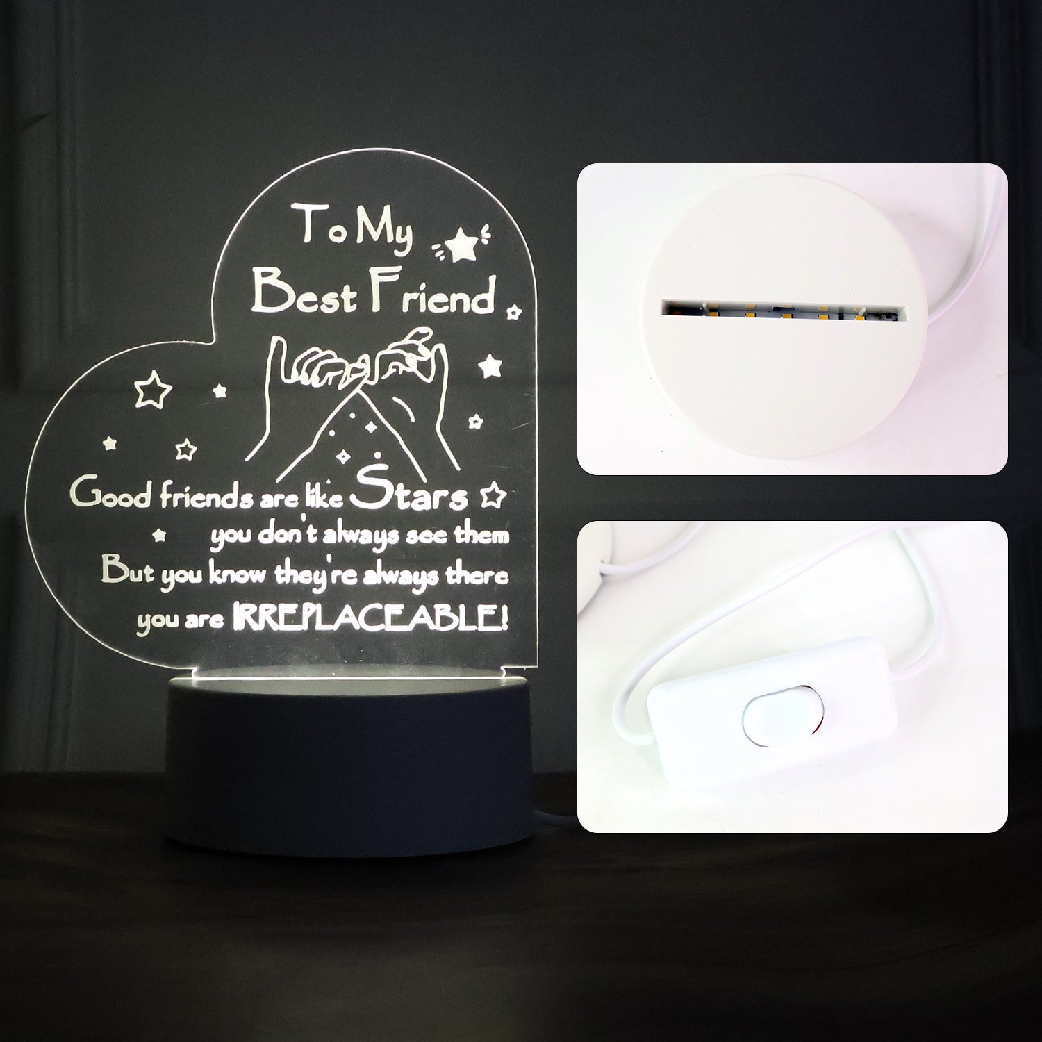 Heart Shape 3D LED Acrylic Night Lamp (1 Pc) Heart Shape 3D LED Acrylic Night Lamp (1 Pc)
